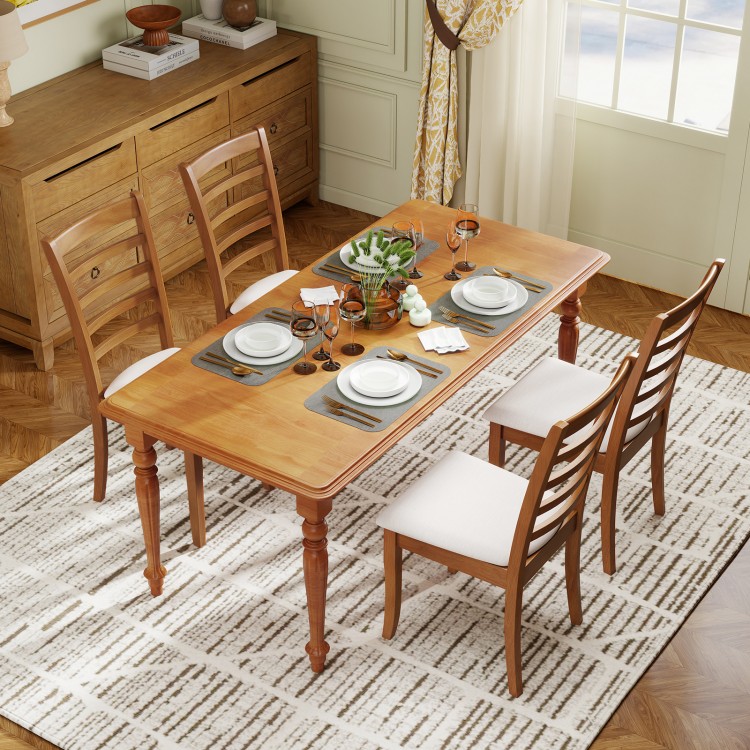 Beige upholstered wooden dining chair set of 2 with ergonomic backrest and durable rubber wood frame for versatile.