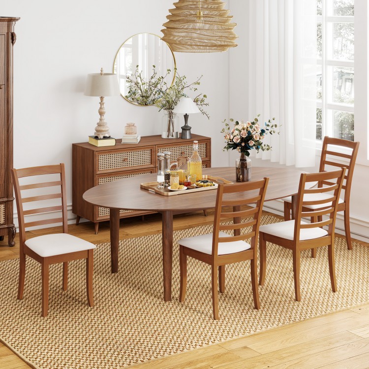 Modern upholstered wooden dining chair set of 2 in beige, featuring breathable slatted design and ergonomic backrest.