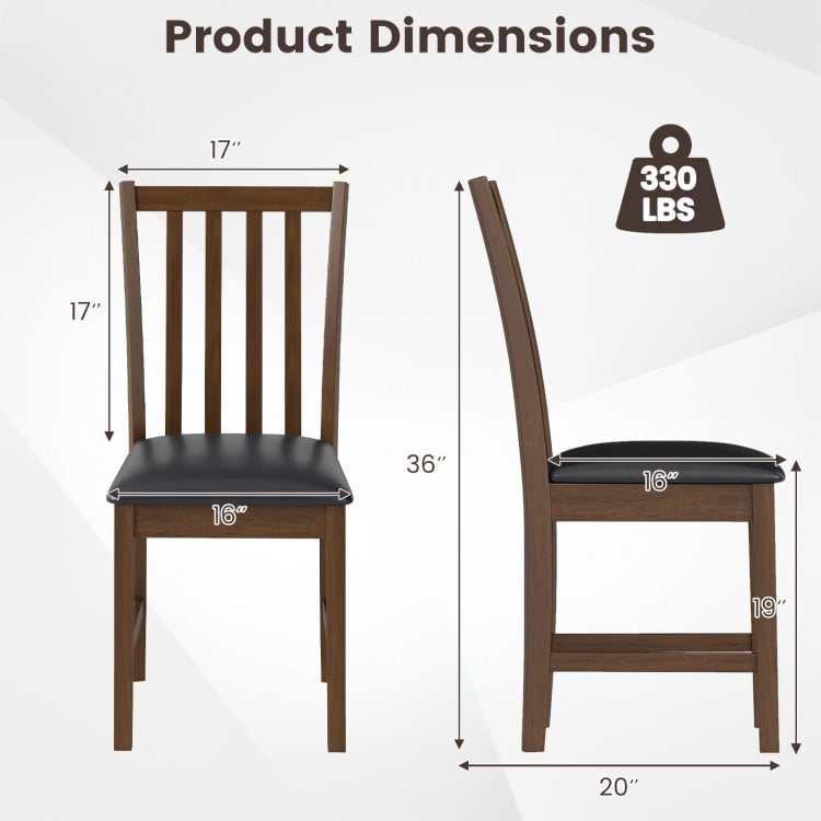 Wooden dining chair dimensions with rubber wood frame and padded seat, ideal for dining rooms and cafes.