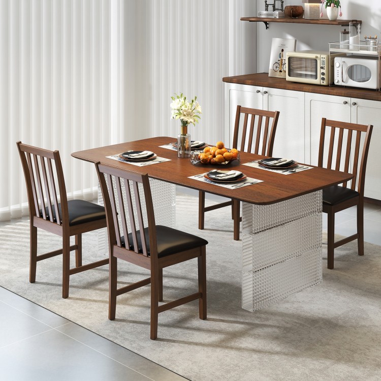 Wooden dining chair set of 2 with rubber wood frame and padded seat, perfect for dining rooms and cafes.