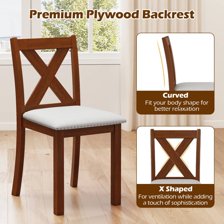 Wooden dining chair with padded seat and curved back, crafted from acacia wood for comfort and durability in beige.