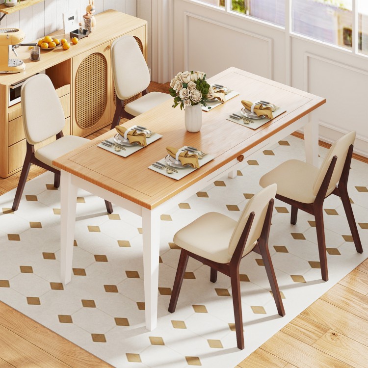 Mid-century modern wooden dining chair set of 2 with upholstered cushions, perfect for dining rooms and versatile.