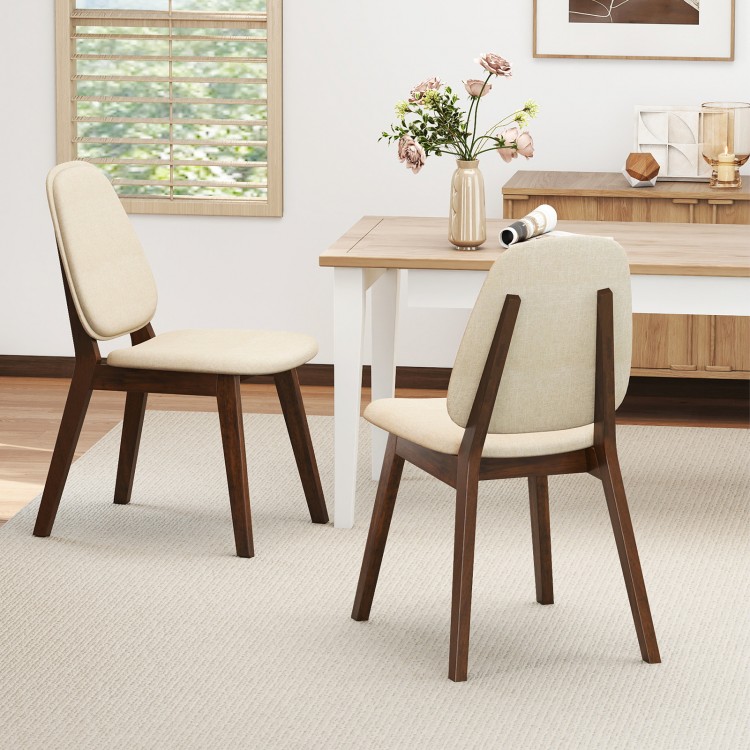 Mid-century modern wooden dining chairs set of 2 with upholstered cushions, perfect for dining rooms or offices.