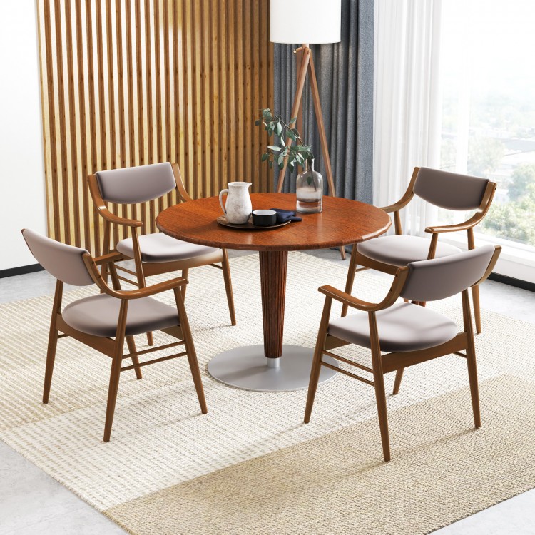 Wooden dining chair set of 2 with padded seats and walnut finish, perfect for a cozy dining area or office space.
