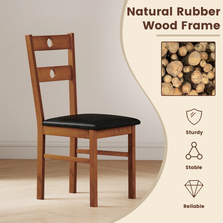 Armless wooden dining chair with a hollowed backrest, crafted from natural rubber wood, suitable for kitchens and.