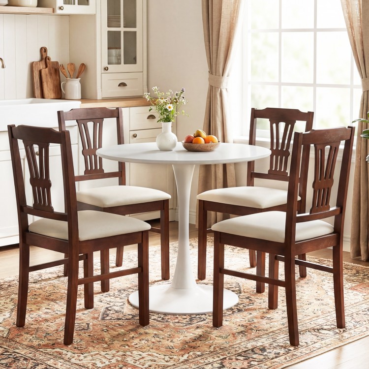 Upholstered wooden dining chairs set of 2 with solid rubber wood frame, perfect for kitchen or dining room use.