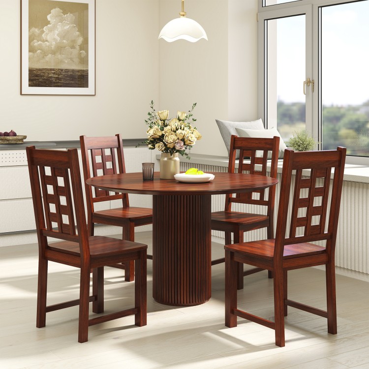 Wooden dining chairs set of 2 in walnut finish, featuring a solid rubber wood frame and curved high backrest for.