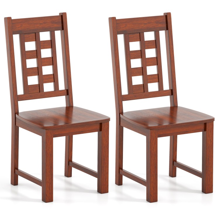 Set of 2 wooden dining chairs with solid rubber wood frame in walnut, featuring a curved backrest for comfort and.