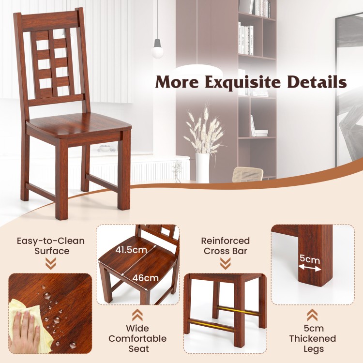 Wooden dining chair with solid rubber wood frame in walnut, featuring a wide seat and curved backrest for comfort.