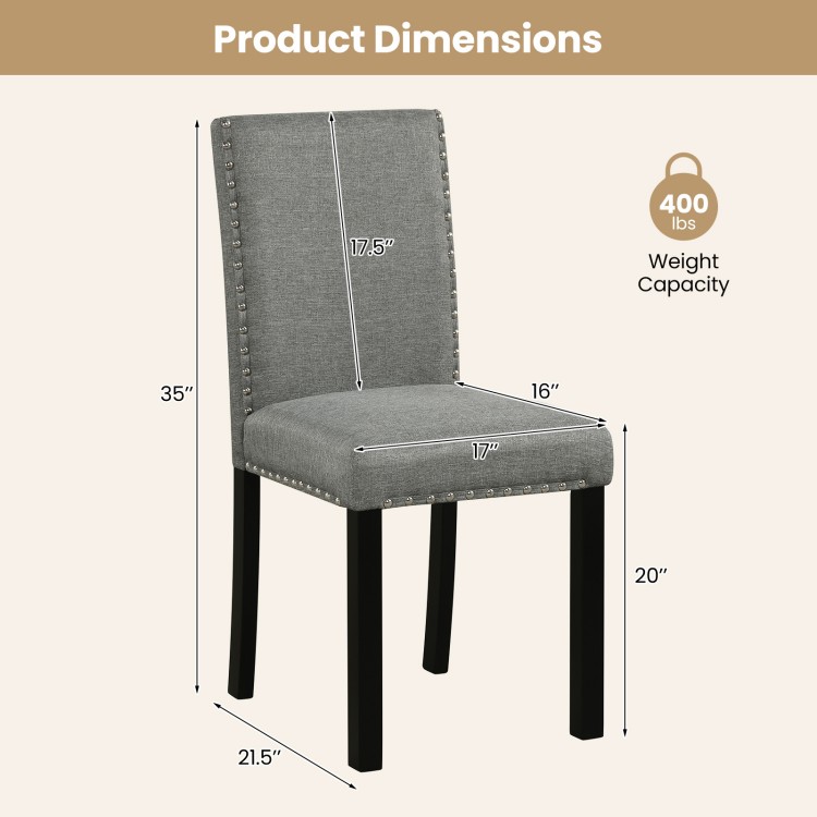 Wooden dining chair with bent wood legs, 400 lbs capacity, featuring soft cushions and stylish nailhead trims.