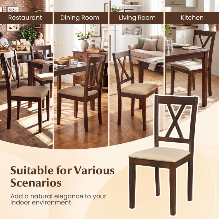 Wooden dining chair with fabric upholstery and walnut finish, ideal for restaurants and kitchens, featuring ergonomic.