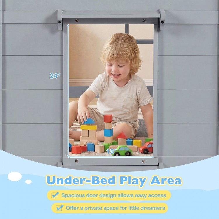 Under-bed play area featuring a spacious door design for easy access, perfect for little dreamers to play and explore.