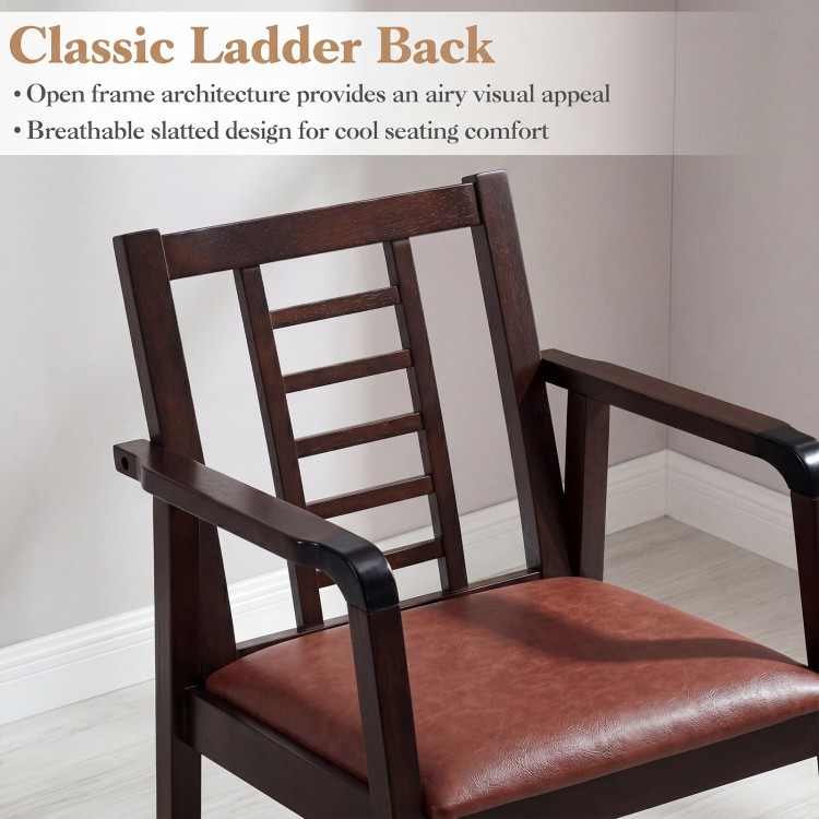 Classic wooden rocking chair with upholstered seat, ladder back design, and breathable slatted structure for living room comfort.