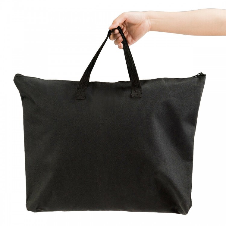 Black Oxford cloth storage bag for adjustable slant board, designed for easy transport and storage of fitness equipment.