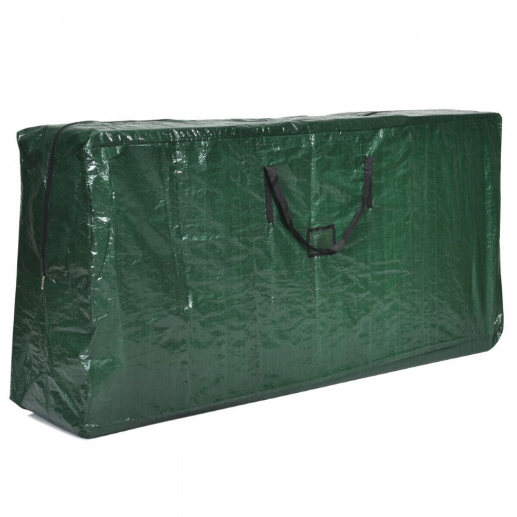 Large green PE storage bag for 9 ft artificial Christmas tree, waterproof with reinforced handles and PVC card slot.