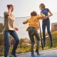 Trampoline safety enclosure net for 8FT round trampoline, made of durable PE material with double-headed zipper door.
