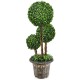 30-inch artificial topiary triple ball tree with UV protection, featuring realistic PE leaves in a decorative cement.