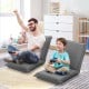 Adjustable gray floor chair in 6 positions, perfect for gaming, reading, or relaxing in any room.