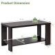 Rectangular coffee table with storage shelf, made of engineered wood, featuring a retro design and ample storage space.