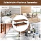 Industrial vintage coffee table with a rustic brown top and black steel legs, featuring a double-tier storage shelf for.
