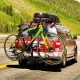 2-bike hitch mount bike rack with adjustable wheel holders, suitable for 1-1/4" and 2" receivers, for cars and SUVs.