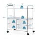 Rolling storage cart with 4 big drawers and 2 mesh shelves, steel frame, ideal for kitchen or office organization.