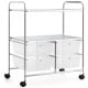 Rolling storage cart with 4 big drawers and 2 metal mesh shelves, ideal for kitchen or office organization.