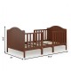 Classic convertible wooden toddler bed in brown with guardrails, measuring 54.5" x 29" for safe sleeping and play.