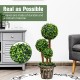 30-inch artificial topiary triple ball tree with realistic PE leaves and cement-filled pot, perfect for indoor and.