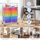 Colorful 20-drawer rolling cart with metal frame and wheels, ideal for organizing art supplies and office tools.