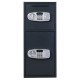 Digital safe box with two doors, featuring programmable electronic locks and a deposit slot for secure storage.