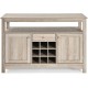 Buffet server sideboard in gray with wine grid, spacious drawer, and adjustable cabinets for versatile storage.