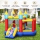 Inflatable bounce slide jumping castle with dual jumping areas, slide, and 100 ocean balls for kids' outdoor fun.
