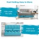 Blue foldable floor sofa with 6 adjustable positions, perfect for small spaces or under a couch for versatile.