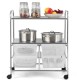 Close-up view of the rolling storage cart's 4 big drawers with round knobs, perfect for efficient kitchen and living.