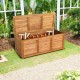 Acacia wood storage bench box with flip-top lid, ideal for patio garden storage and seating, holds up to 355 pounds.