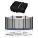 Trampoline safety enclosure net for 8FT round trampolines, made of durable PE material with double-headed zipper door.
