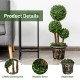 30-inch artificial topiary triple ball tree with realistic PE leaves and stable cement-filled pot for indoor and.