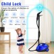Blue 2000W steam cleaner mop with child lock feature, shown in a home setting for safe and efficient cleaning.