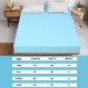 3-inch gel-infused cooling mattress topper in blue, designed for comfort and pressure relief, fits 75 x 39 inch beds.