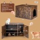 Wooden hidden cabinet cat furniture with double doors, suitable for litter boxes, featuring a retro design and sturdy.