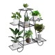 7-tier metal patio plant stand with a classic design, featuring a durable iron structure for displaying various plants.