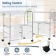 Rolling storage cart with 4 drawers and 2 shelves, featuring a sturdy steel frame and 360° rotating wheels for easy.