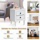 White retro bedside nightstand with two drawers and handles, perfect for bedroom or living room decor.