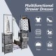 3-in-1 portable multifunctional dresser with 8 fabric drawers and metal rack for organizing clothes and shoes.