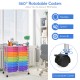 Colorful 20-drawer rolling cart with metal frame and 4 wheels, ideal for organizing art supplies in home or classroom.