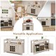 Buffet server sideboard in gray with wine grid for 9 bottles, spacious drawers, and adjustable shelves for versatile.