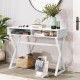 Modern computer desk in white MDF with iron X-shaped legs, featuring 2 storage compartments for versatile use.