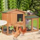 Spacious 58-inch weatherproof wooden rabbit hutch with ramp, lockable doors, and asphalt roof for outdoor use.