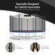 Trampoline safety enclosure net for 8FT round trampolines, featuring double-headed zipper and safety buckles for.